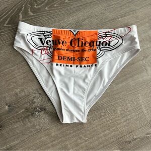 Veuve Clicquot White Bikini Bottoms and White Sarong